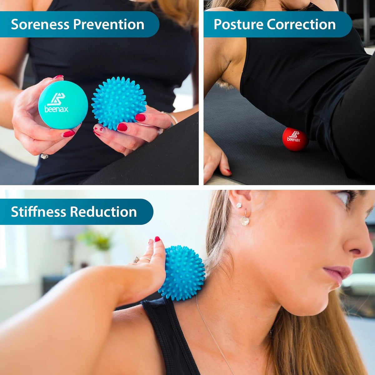 Lacrosse & Hard Spiky Massage Ball Set - Trigger Point & Deep Tissue