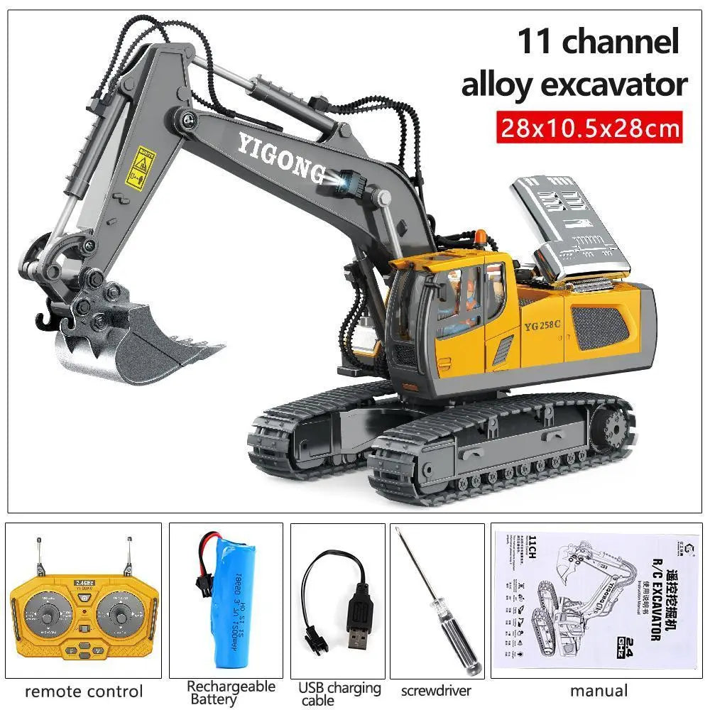 【Akeleo】Rechargeable 1:20 Scale RC Construction Vehicle - Remote Control Dump Truck, Realistic RC Cars, Unisex Kids Toy, Boys' Kids Christmas Gifts, Halloween White Elephant Gift (Note: Not All-Metal)
