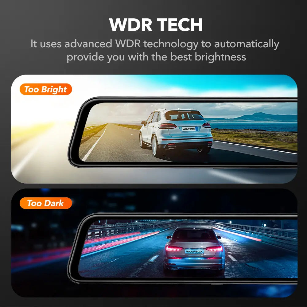 WOLFBOX G840S 12" Smart Rearview Mirror for Cars & Trucks,Backup Camera,4K Dashcam with 5.8Ghz Wifi,Front and Rear View Dual Cameras, Night Vision, Parking Assistance, Included 32GB Card & Gps,Car Accessories,Toolupgrade