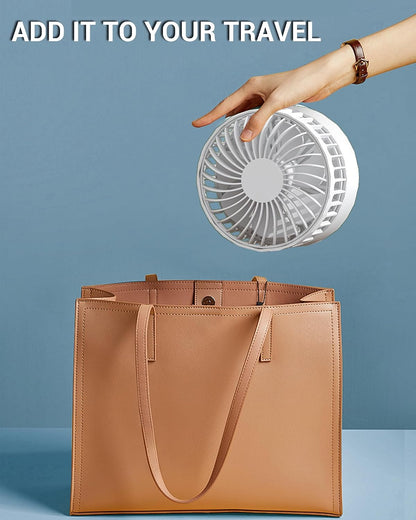 Kasydof Mini Fan, 4 Inch USB Portable Handheld Fan, Small Desk Fans with 3 Speed Settings, Battery Rechargeable Cooling Fans for Bedroom, Home and Outdoor