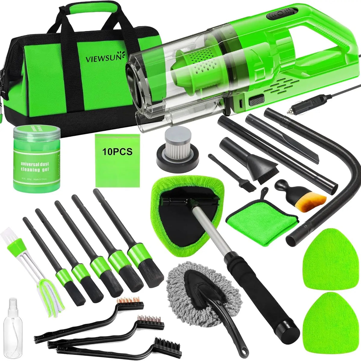 【Tiktokshopstockup】Viewsun 17Pcs Car Cleaning Kit, Pink Car Interior Detailing Kit with High Power Handheld Vacuum, Detailing Brush Set, Windshield Cleaner, Cleaning Gel, Complete Auto Accessories for Women Gift,Summervibes Toolupgrade