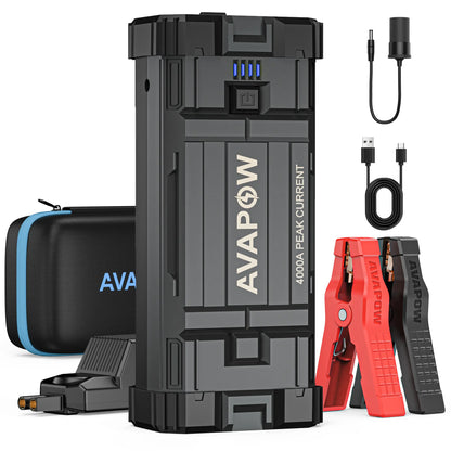 AVAPOW 4000A Car Jump Starter,Power Battery Jump Starter(For All Gas or up to 10L Diesel), Portable Booster Power Pack,12V Auto Jump Box, LED Light,Auto