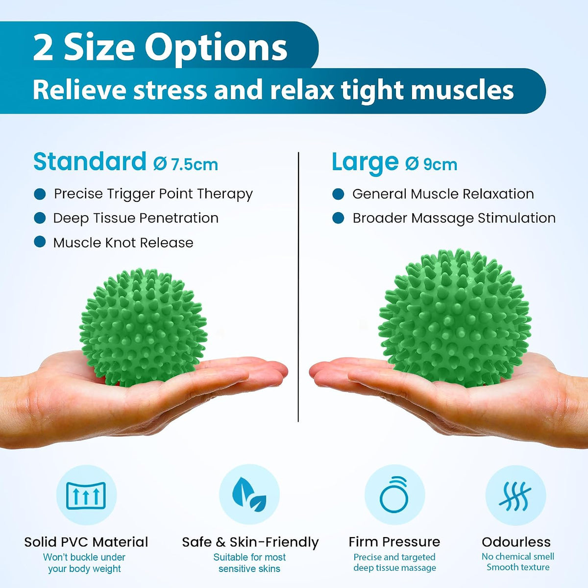 Lacrosse & Hard Spiky Massage Ball Set - Trigger Point & Deep Tissue