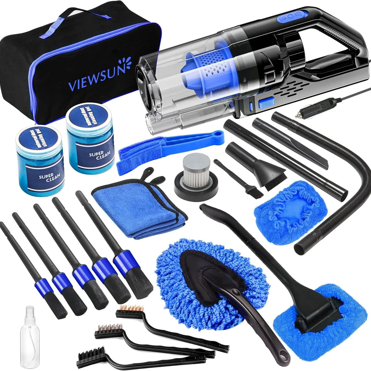 【Tiktokshopstockup】Viewsun 17Pcs Car Cleaning Kit, Pink Car Interior Detailing Kit with High Power Handheld Vacuum, Detailing Brush Set, Windshield Cleaner, Cleaning Gel, Complete Auto Accessories for Women Gift,Summervibes Toolupgrade