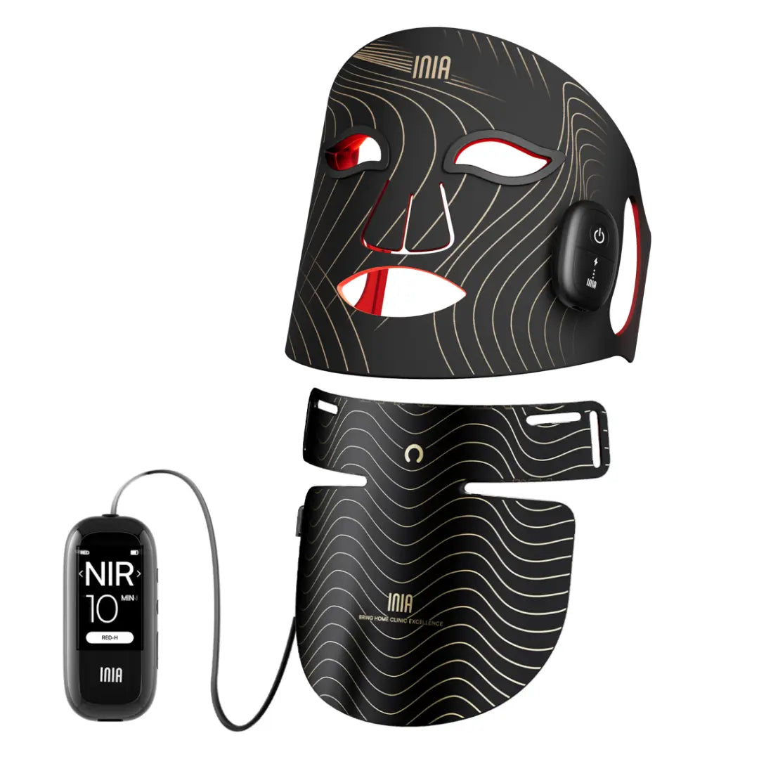 INIA GLOW Wireless LED Red Light Therapy Mask - Rechargeable Battery, Included Batteries, 2-Year Warranty, Portable, for At-Home Skincare & Summer Travel, Targets Eyes, Supports Glowup (Facial Beauty Device), Adults,Back to School,Back to School Haul