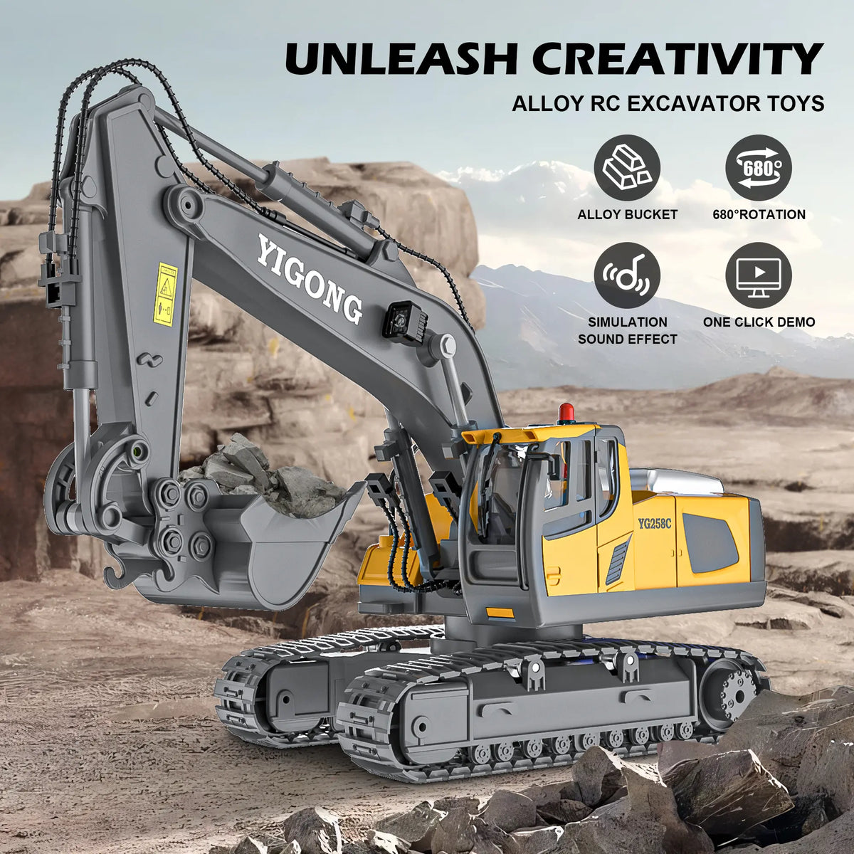 【Akeleo】Rechargeable 1:20 Scale RC Construction Vehicle - Remote Control Dump Truck, Realistic RC Cars, Unisex Kids Toy, Boys' Kids Christmas Gifts, Halloween White Elephant Gift (Note: Not All-Metal)
