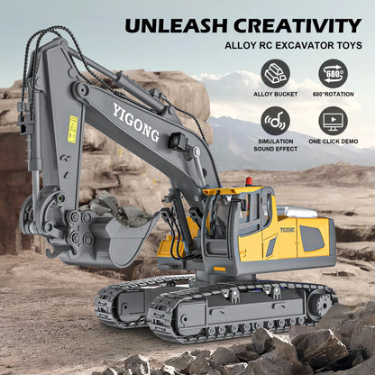 【Akeleo】Rechargeable 1:20 Scale RC Construction Vehicle - Remote Control Dump Truck, Realistic RC Cars, Unisex Kids Toy, Boys' Kids Christmas Gifts, Halloween White Elephant Gift (Note: Not All-Metal)