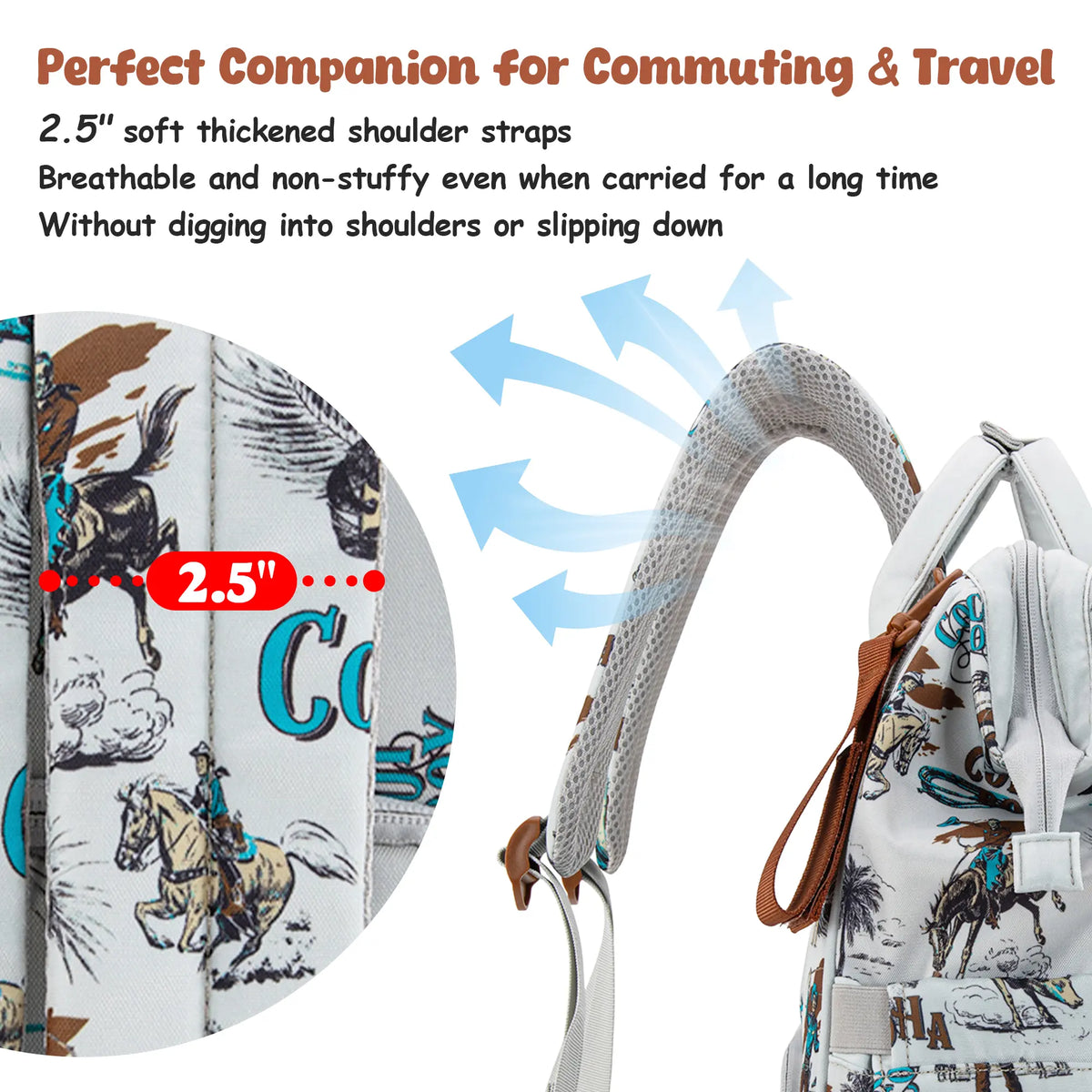 Wrangler Wildwest Travel Backpack with Side Wipes Pocket, Waterproof Pocket, Large Capacity Carry on Diaper Backpack for Work, Travel, School, Hiking