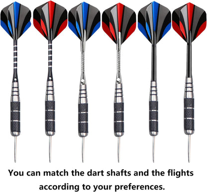 ADKX Steel Tip Darts 12 Pack Set with Nonslip Iron Barrel Aluminum Dart Shafts and Flights + Darts Sharpener + an Gift Box