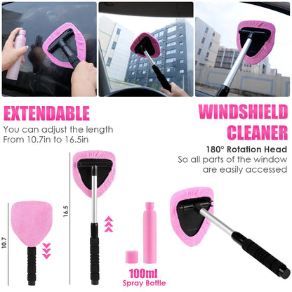 【Tiktokshopstockup】Viewsun 17Pcs Car Cleaning Kit, Pink Car Interior Detailing Kit with High Power Handheld Vacuum, Detailing Brush Set, Windshield Cleaner, Cleaning Gel, Complete Auto Accessories for Women Gift,Summervibes Toolupgrade