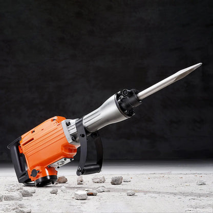 【Toolupgrade】Vevor Heavy Duty Impact Drill Demolition Jackhammer Work Tool Set - 2000W 110V Ready Power, Aluminum Body, 2/4/6 Drill Bits, 360°C Swiveling Front Handle, Cooling System, Gloves Included, for Construction Concrete Breaking, Chimney Work