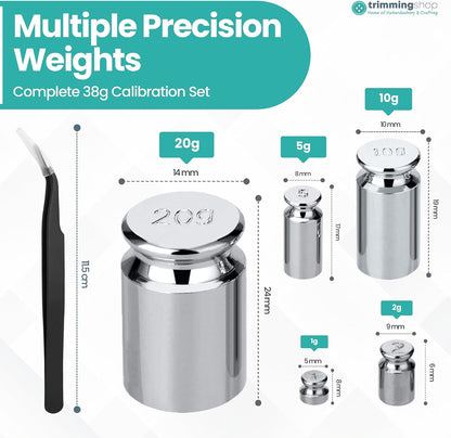 5Pcs Calibration Weight Set with Tweezers (Total 38G)