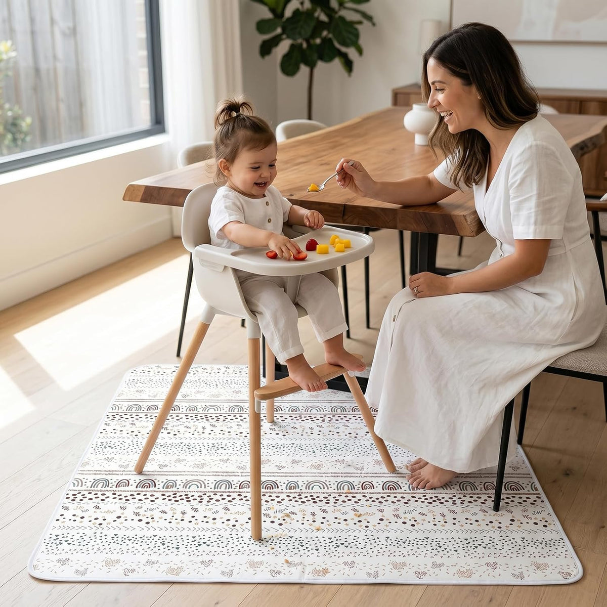 Splash Mat for under High Chair, Waterproof Washable Highchair Splat Mat