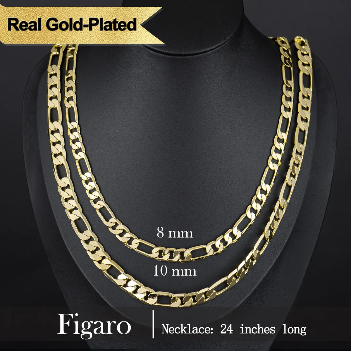 Holylegend Crazy Sale 14K Real Gold-Plated Cuban & Figaro & Rope Set, Bracelet, Necklace - 8Mm/10Mm Wide, High Quality Jewelry,Jewelry Set,Father'S Day Gift
