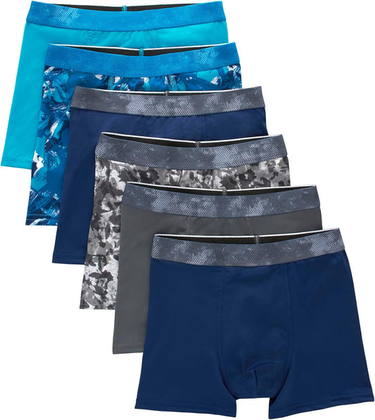 Boys' X-Temp Performance Boxer Briefs Assorted Solid Colors 6 Pack