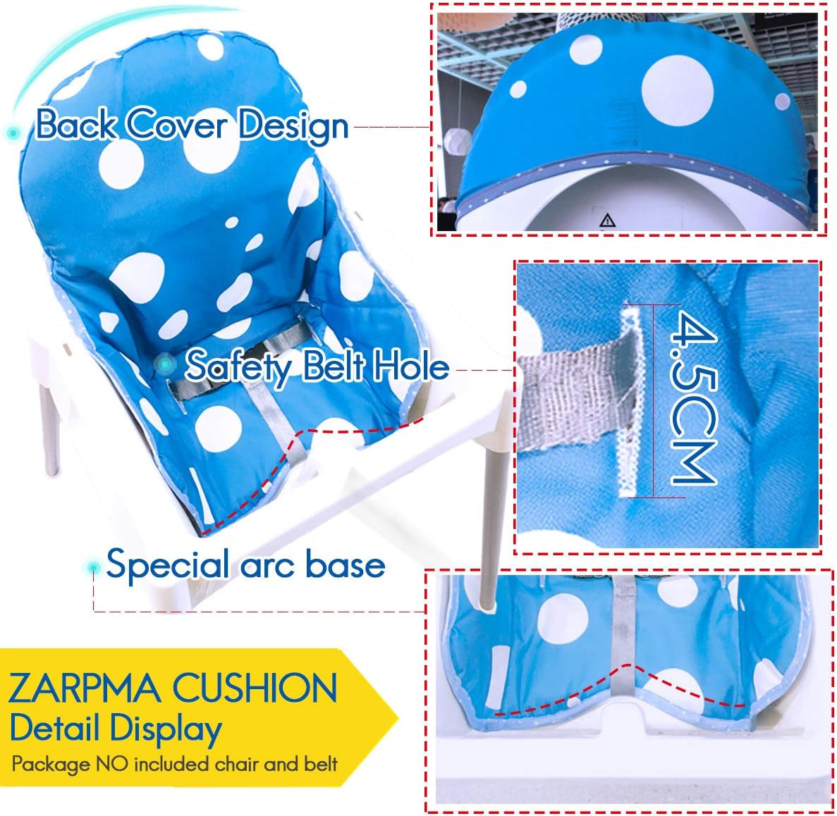 Seat Covers Cushion for IKEA Antilop Highchair, Washable Foldable Baby Highchair Cushion Cotton Padded Insert for IKEA Child Chair (Ocean Blue)