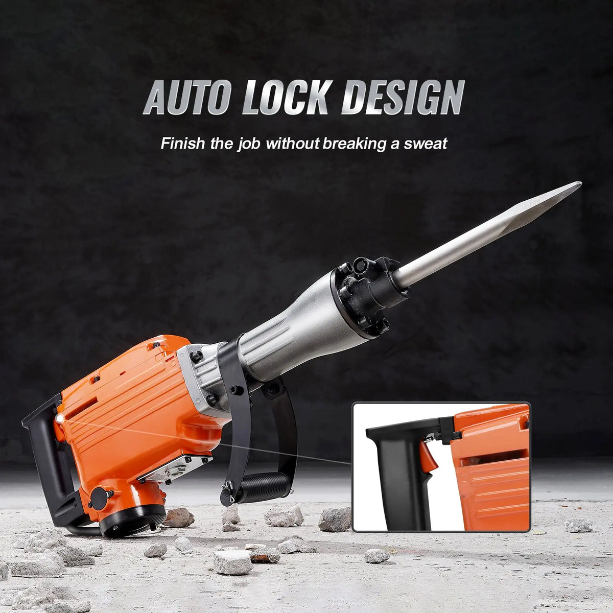 【Toolupgrade】Vevor Heavy Duty Impact Drill Demolition Jackhammer Work Tool Set - 2000W 110V Ready Power, Aluminum Body, 2/4/6 Drill Bits, 360°C Swiveling Front Handle, Cooling System, Gloves Included, for Construction Concrete Breaking, Chimney Work