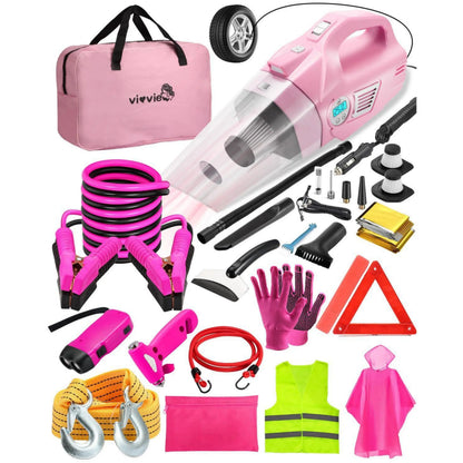 【Tiktokshopstockup】Viewsun 17Pcs Car Cleaning Kit, Pink Car Interior Detailing Kit with High Power Handheld Vacuum, Detailing Brush Set, Windshield Cleaner, Cleaning Gel, Complete Auto Accessories for Women Gift,Summervibes Toolupgrade