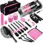 【Tiktokshopstockup】Viewsun 17Pcs Car Cleaning Kit, Pink Car Interior Detailing Kit with High Power Handheld Vacuum, Detailing Brush Set, Windshield Cleaner, Cleaning Gel, Complete Auto Accessories for Women Gift,Summervibes Toolupgrade