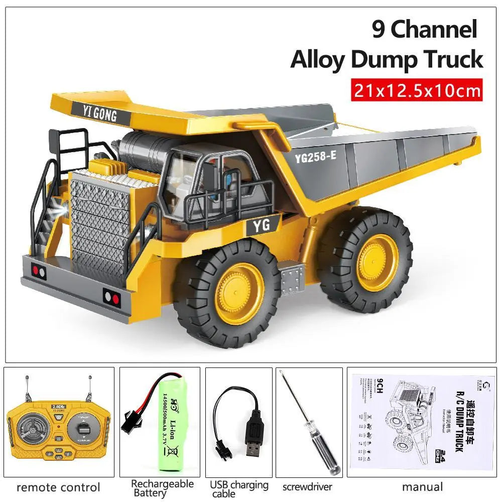 【Akeleo】Rechargeable 1:20 Scale RC Construction Vehicle - Remote Control Dump Truck, Realistic RC Cars, Unisex Kids Toy, Boys' Kids Christmas Gifts, Halloween White Elephant Gift (Note: Not All-Metal)