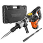 【Toolupgrade】Vevor Heavy Duty Impact Drill Demolition Jackhammer Work Tool Set - 2000W 110V Ready Power, Aluminum Body, 2/4/6 Drill Bits, 360°C Swiveling Front Handle, Cooling System, Gloves Included, for Construction Concrete Breaking, Chimney Work