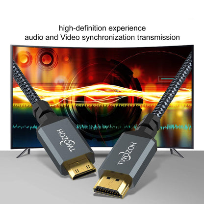 Short Mini HDMI to HDMI Cable 0.3M, 4K/60Hz High Speed HDMI to Mini HDMI 2.0 Braided Lead