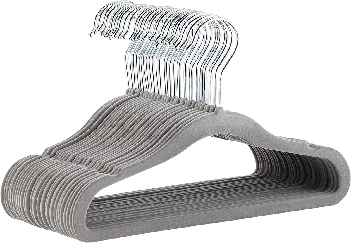 Kids Velvet, Non-Slip Clothes Hangers (Baby/Toddler), 29.46 Cm (For Baby Clothes), Pack of 30, Gray