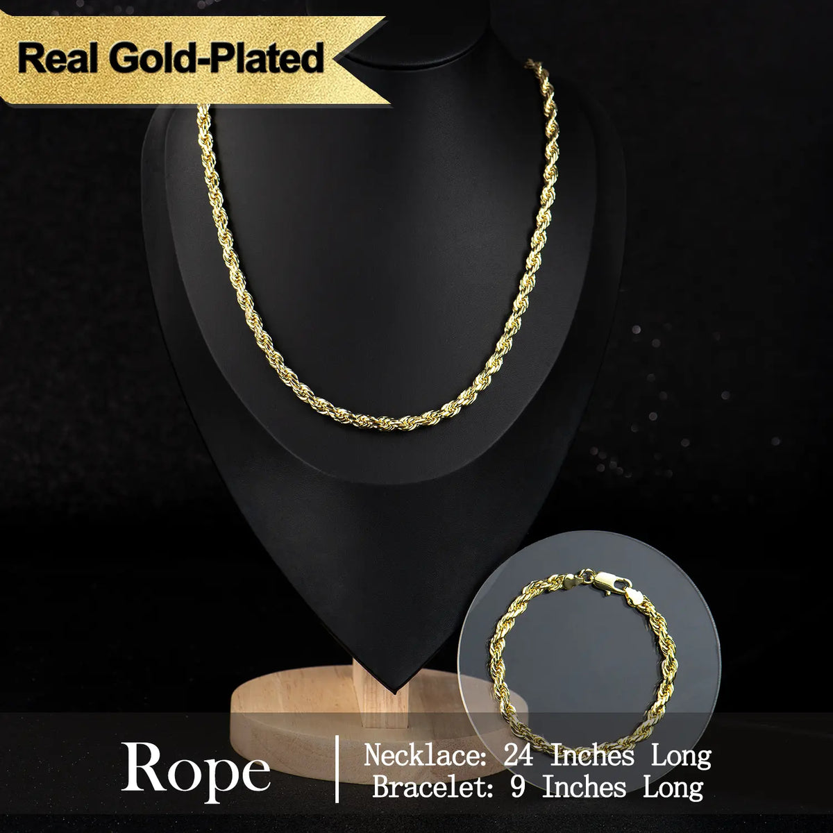 Holylegend Crazy Sale 14K Real Gold-Plated Cuban & Figaro & Rope Set, Bracelet, Necklace - 8Mm/10Mm Wide, High Quality Jewelry,Jewelry Set,Father'S Day Gift