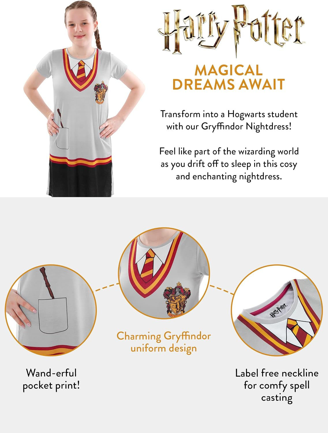 Nightdress | Hogwarts Girls’ Nighties | Gryffindor Night Dress