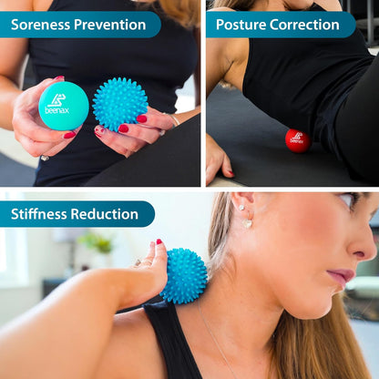 Lacrosse & Hard Spiky Massage Ball Set - Trigger Point & Deep Tissue