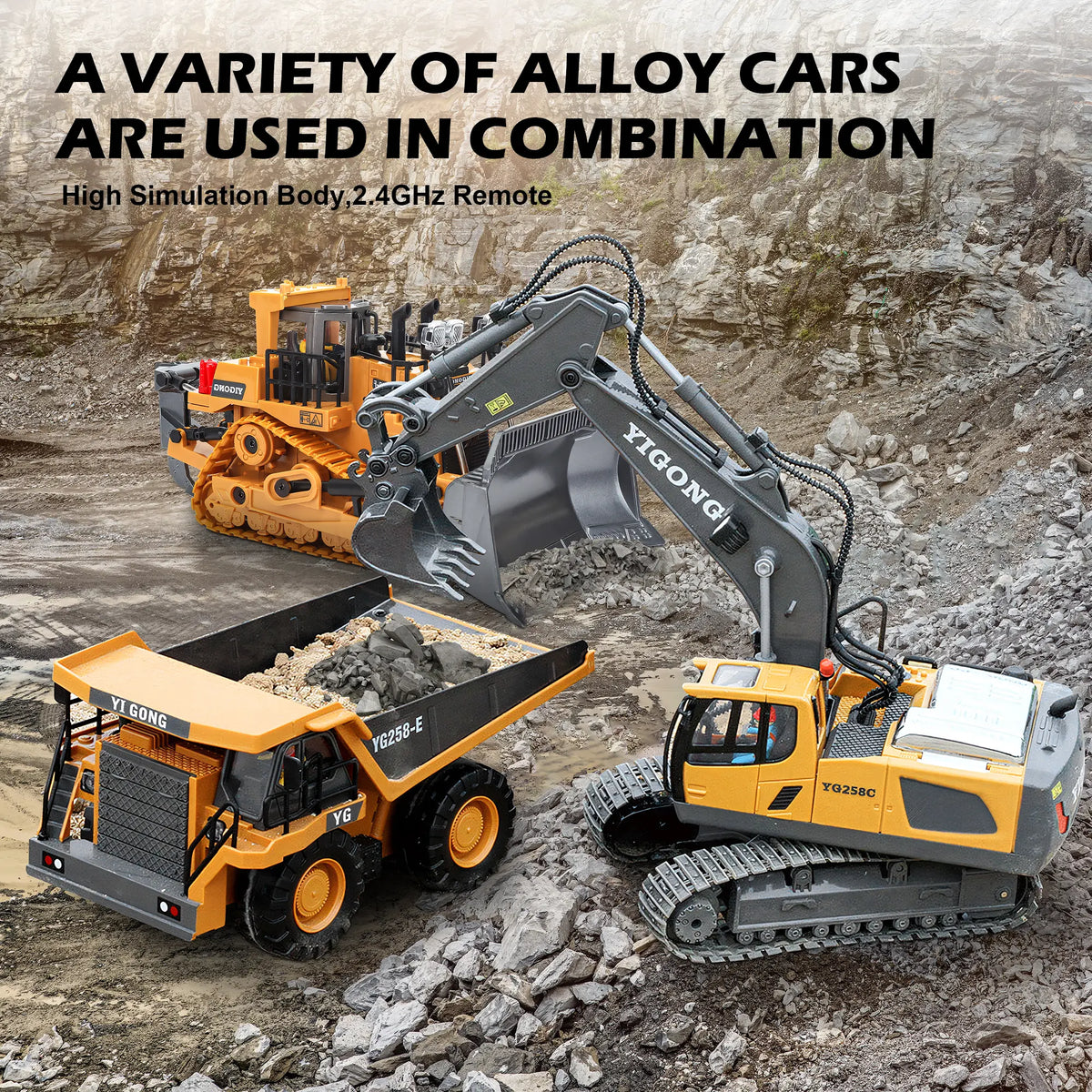 【Akeleo】Rechargeable 1:20 Scale RC Construction Vehicle - Remote Control Dump Truck, Realistic RC Cars, Unisex Kids Toy, Boys' Kids Christmas Gifts, Halloween White Elephant Gift (Note: Not All-Metal)