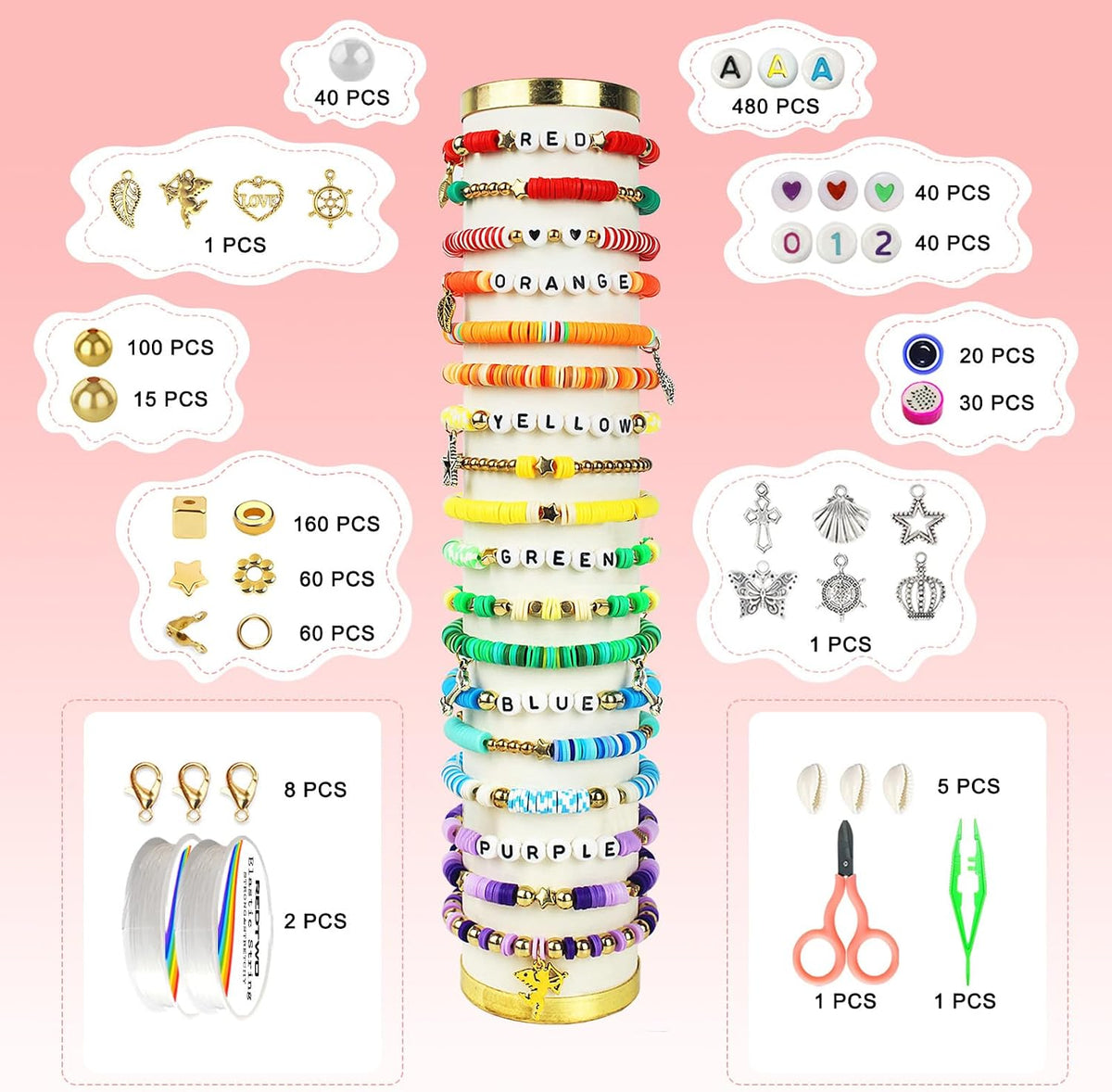 23000 Pcs 144 Colours 7 Boxes Clay Beads
