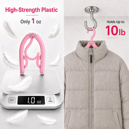 10 Pcs Plastic Travel Hangers - Portable Foldable Clothes Drying Rack for Travel