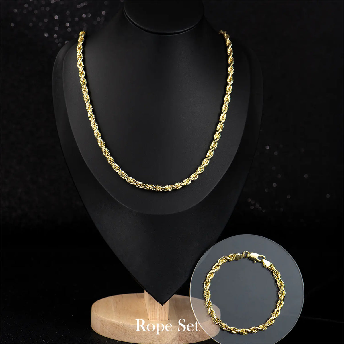 Holylegend Crazy Sale 14K Real Gold-Plated Cuban & Figaro & Rope Set, Bracelet, Necklace - 8Mm/10Mm Wide, High Quality Jewelry,Jewelry Set,Father'S Day Gift