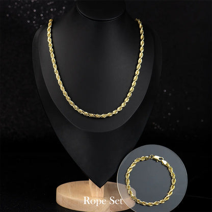 Holylegend Crazy Sale 14K Real Gold-Plated Cuban & Figaro & Rope Set, Bracelet, Necklace - 8Mm/10Mm Wide, High Quality Jewelry,Jewelry Set,Father'S Day Gift