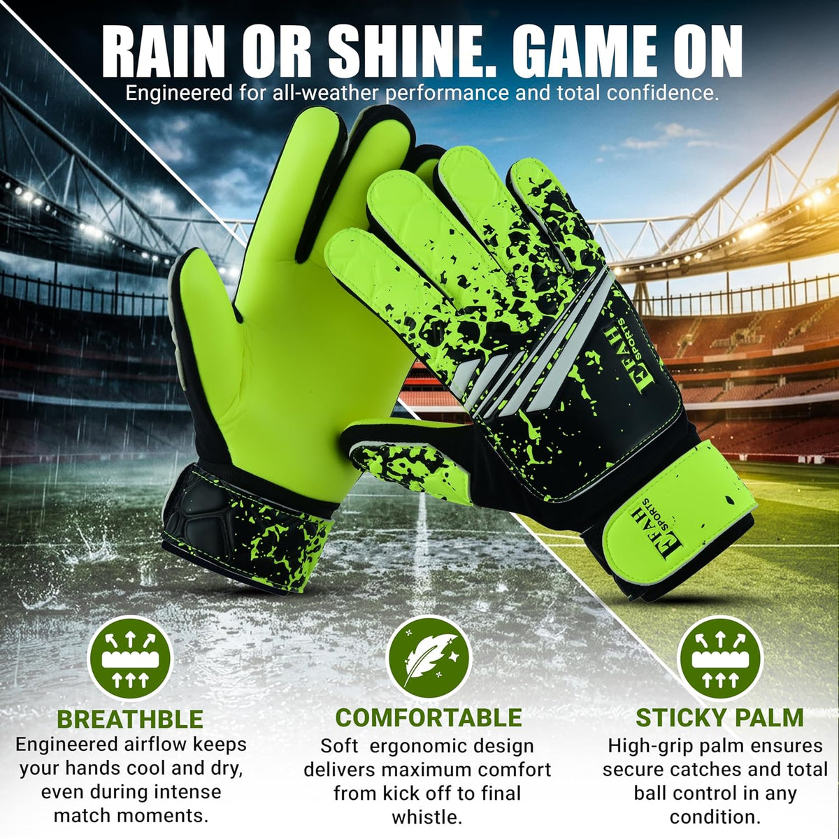 Football Goalkeeper Gloves for Boys Kids Youth with Super Grip