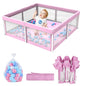 G TALECO GEAR Foldable Collapsible Portable Safety Playpen Play Yard (50"X50") with Mat, Breathable Gate, 50 Ocean Balls for Babies, Toddlers & Parents