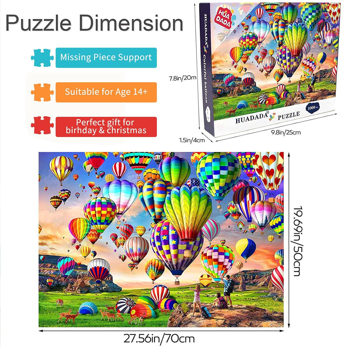 Jigsaw Puzzles 1000 Pieces for Adults Hot Air Balloon Puzzle Educational Games Home Decoration Puzzle (27.56" X 19.69")…