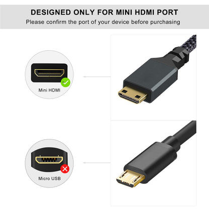 Short Mini HDMI to HDMI Cable 0.3M, 4K/60Hz High Speed HDMI to Mini HDMI 2.0 Braided Lead
