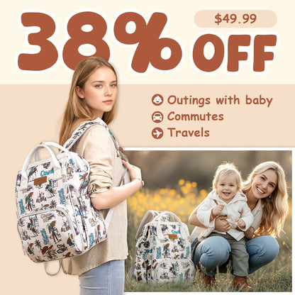 Wrangler Wildwest Travel Backpack with Side Wipes Pocket, Waterproof Pocket, Large Capacity Carry on Diaper Backpack for Work, Travel, School, Hiking