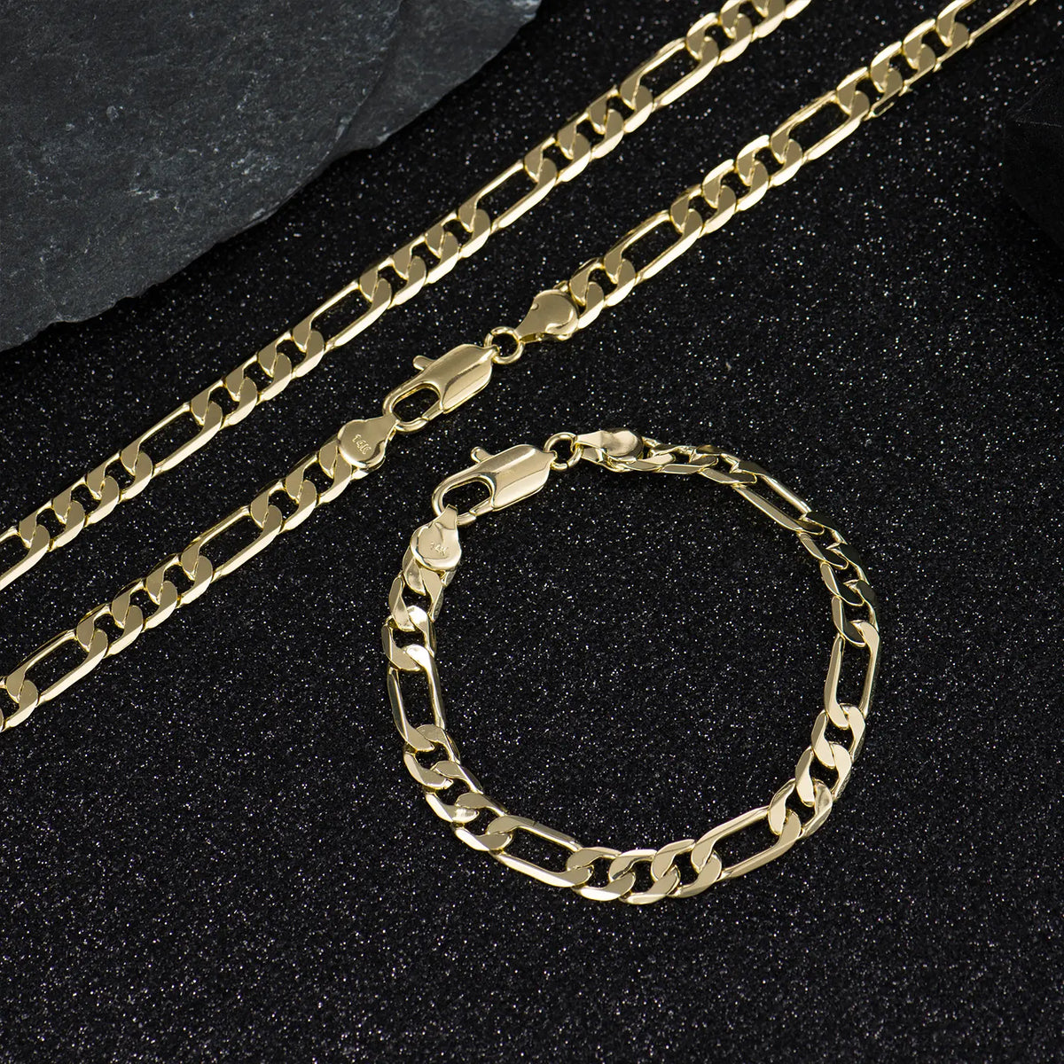 Holylegend Crazy Sale 14K Real Gold-Plated Cuban & Figaro & Rope Set, Bracelet, Necklace - 8Mm/10Mm Wide, High Quality Jewelry,Jewelry Set,Father'S Day Gift