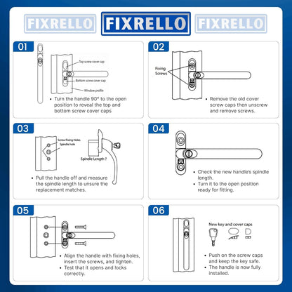 PVC Window Handles for Upvc Windows - Handle for Upvc Windows and Double Glazing (8, White with Black Button)