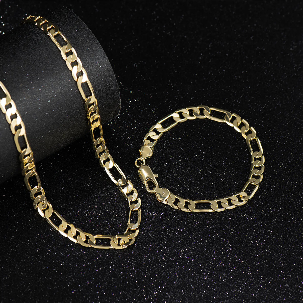 Holylegend Crazy Sale 14K Real Gold-Plated Cuban & Figaro & Rope Set, Bracelet, Necklace - 8Mm/10Mm Wide, High Quality Jewelry,Jewelry Set,Father'S Day Gift