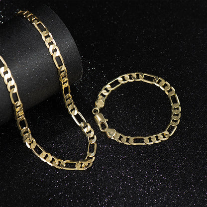 Holylegend Crazy Sale 14K Real Gold-Plated Cuban & Figaro & Rope Set, Bracelet, Necklace - 8Mm/10Mm Wide, High Quality Jewelry,Jewelry Set,Father'S Day Gift