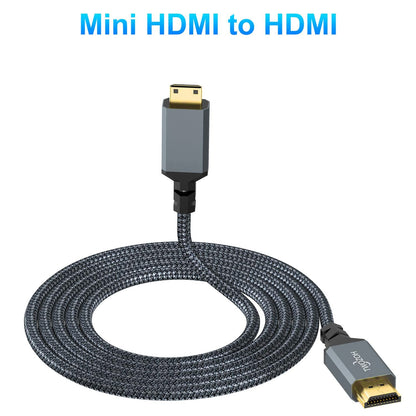 Short Mini HDMI to HDMI Cable 0.3M, 4K/60Hz High Speed HDMI to Mini HDMI 2.0 Braided Lead