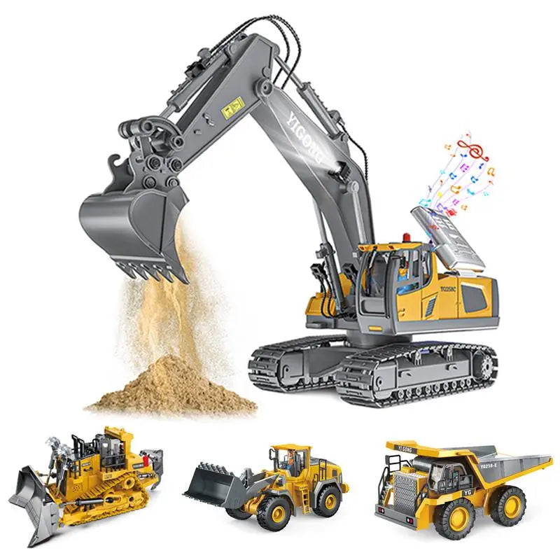 【Akeleo】Rechargeable 1:20 Scale RC Construction Vehicle - Remote Control Dump Truck, Realistic RC Cars, Unisex Kids Toy, Boys' Kids Christmas Gifts, Halloween White Elephant Gift (Note: Not All-Metal)