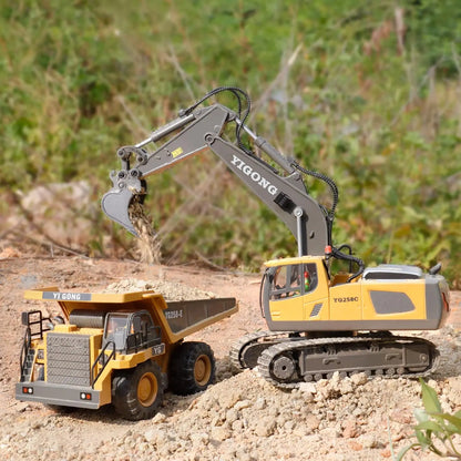 【Akeleo】Rechargeable 1:20 Scale RC Construction Vehicle - Remote Control Dump Truck, Realistic RC Cars, Unisex Kids Toy, Boys' Kids Christmas Gifts, Halloween White Elephant Gift (Note: Not All-Metal)