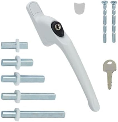 PVC Window Handles for Upvc Windows - Handle for Upvc Windows and Double Glazing (8, White with Black Button)