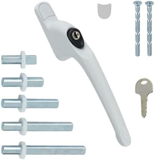 PVC Window Handles for Upvc Windows - Handle for Upvc Windows and Double Glazing (8, White with Black Button)
