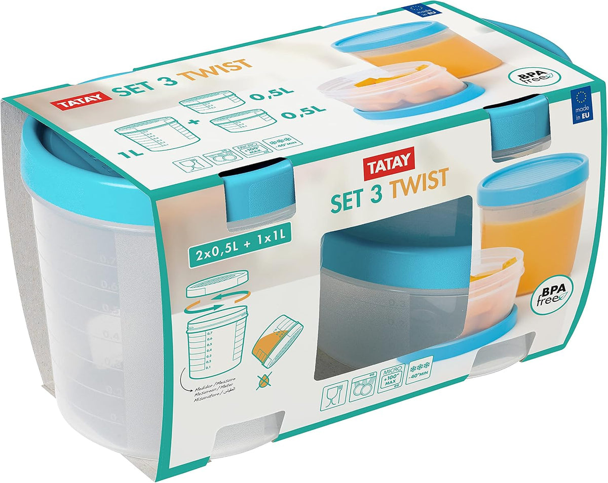 Food Container 1X1L + 2X0.5L 3-Piece Set Microwave Safe Freezer Safe
